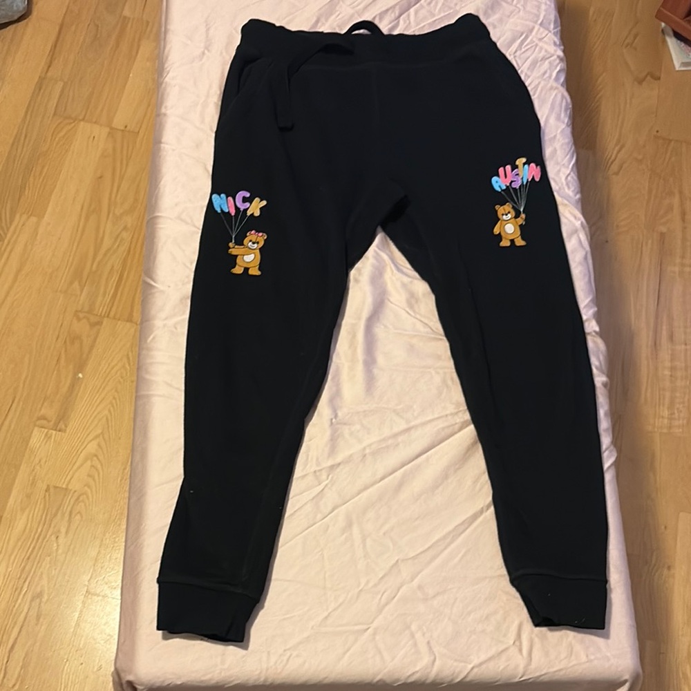 Black Cartoon Character Joggers with Elastic Cuffs